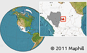 Satellite Location Map of San Juan de Guadalupe, highlighted country, highlighted parent region