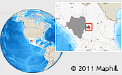 Shaded Relief Location Map of San Juan de Guadalupe, highlighted country, highlighted parent region