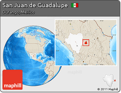 Shaded Relief Location Map of San Juan De Guadalupe, highlighted parent region