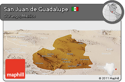 Physical Panoramic Map of San Juan De Guadalupe, lighten