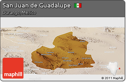 Physical Panoramic Map of San Juan De Guadalupe, lighten