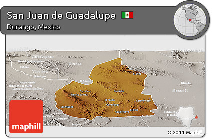 Physical Panoramic Map of San Juan De Guadalupe, lighten, semi-desaturated
