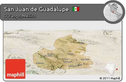 Satellite Panoramic Map of San Juan De Guadalupe, lighten