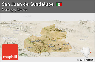Satellite Panoramic Map of San Juan De Guadalupe, lighten