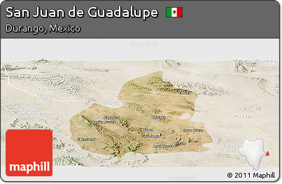 Satellite Panoramic Map of San Juan De Guadalupe, lighten