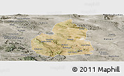 Satellite Panoramic Map of San Juan de Guadalupe, semi-desaturated