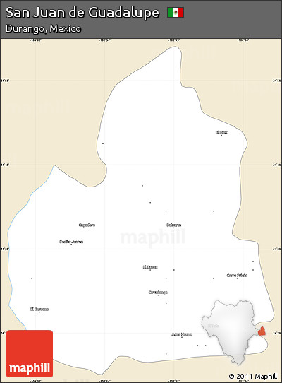 Classic Style Simple Map of San Juan De Guadalupe, single color outside
