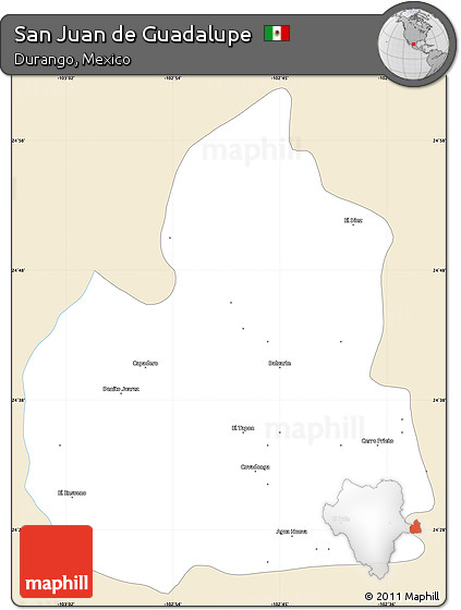 Classic Style Simple Map of San Juan De Guadalupe, single color outside