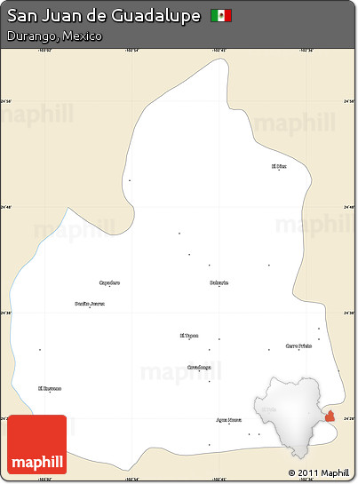 Classic Style Simple Map of San Juan De Guadalupe, single color outside
