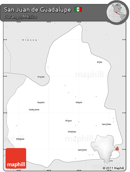 Silver Style Simple Map of San Juan De Guadalupe