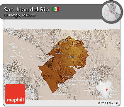 Physical 3D Map of San Juan Del Rio, lighten
