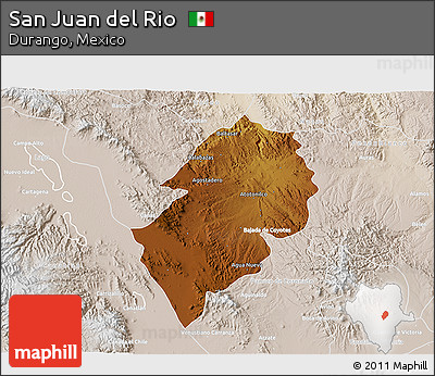 Physical 3D Map of San Juan Del Rio, lighten