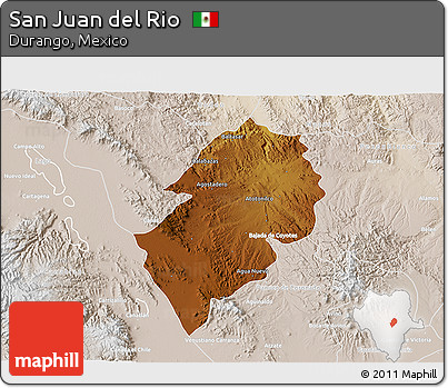 Physical 3D Map of San Juan Del Rio, lighten