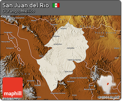 Shaded Relief Map of San Juan Del Rio, physical outside