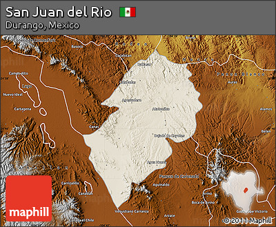 Shaded Relief Map of San Juan Del Rio, physical outside