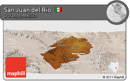 Physical Panoramic Map of San Juan Del Rio, lighten