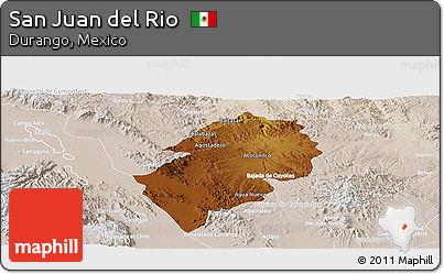 Physical Panoramic Map of San Juan Del Rio, lighten