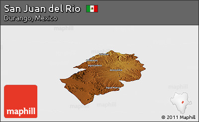 Physical Panoramic Map of San Juan Del Rio, single color outside