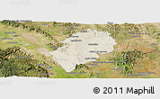 Shaded Relief Panoramic Map of San Juan del Rio, satellite outside