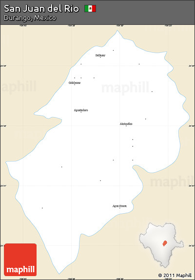 Classic Style Simple Map of San Juan Del Rio, single color outside