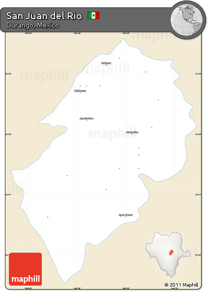 Classic Style Simple Map of San Juan Del Rio, single color outside