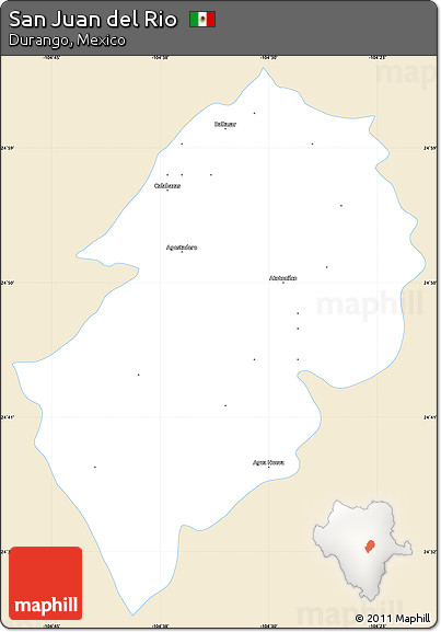 Classic Style Simple Map of San Juan Del Rio, single color outside