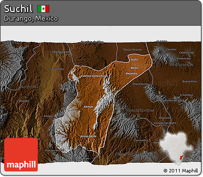 Physical 3D Map of Suchil, darken