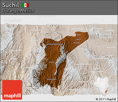 Physical 3D Map of Suchil, lighten