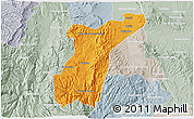 Political 3D Map of Suchil, lighten, semi-desaturated