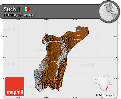 Physical Map of Suchil, single color outside