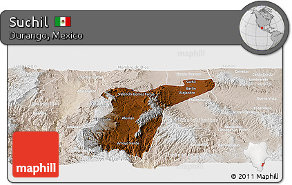 Physical Panoramic Map of Suchil, lighten