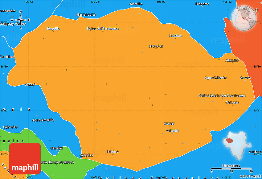 Political Simple Map of Tepehuanes