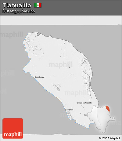 Gray 3D Map of Tlahualilo, single color outside