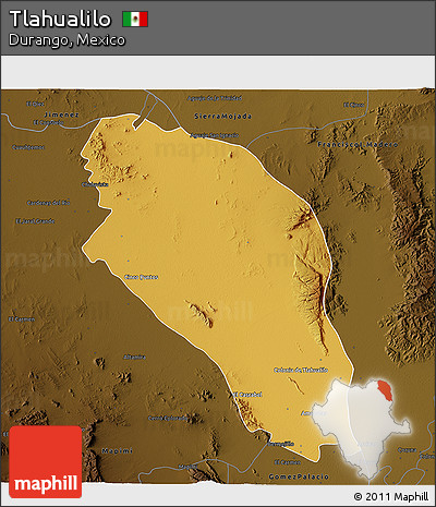 Physical 3D Map of Tlahualilo, darken