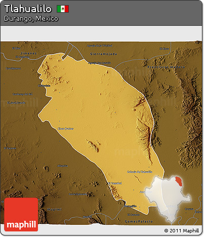 Physical 3D Map of Tlahualilo, darken