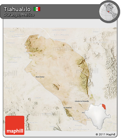 Satellite 3D Map of Tlahualilo, lighten
