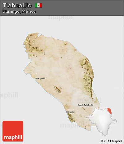 Satellite 3D Map of Tlahualilo, single color outside