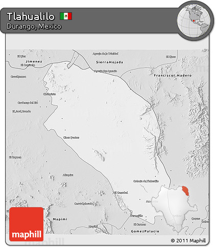 Silver Style 3D Map of Tlahualilo