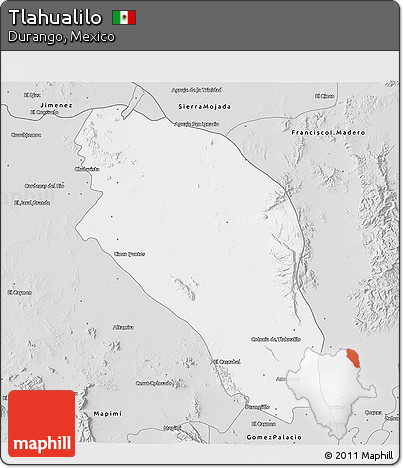 Silver Style 3D Map of Tlahualilo