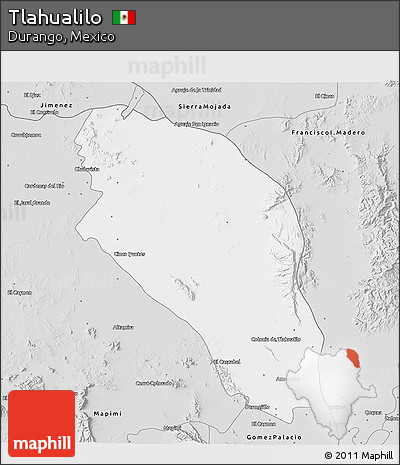 Silver Style 3D Map of Tlahualilo