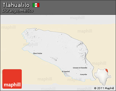 Classic Style Panoramic Map of Tlahualilo, single color outside
