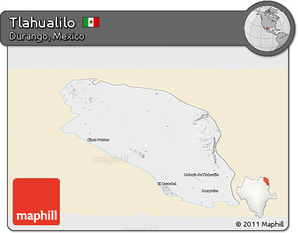 Classic Style Panoramic Map of Tlahualilo, single color outside