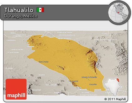 Physical Panoramic Map of Tlahualilo, lighten, semi-desaturated