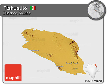 Physical Panoramic Map of Tlahualilo, single color outside