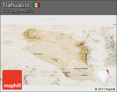 Satellite Panoramic Map of Tlahualilo, lighten