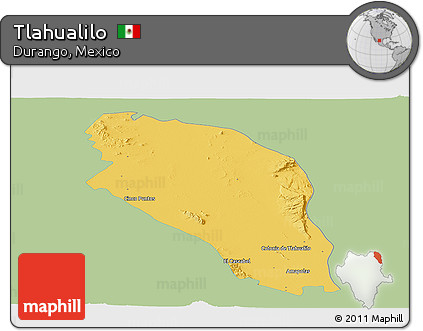 Savanna Style Panoramic Map of Tlahualilo, single color outside