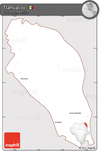 Classic Style Simple Map of Tlahualilo, cropped outside