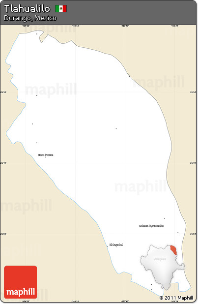 Classic Style Simple Map of Tlahualilo, single color outside