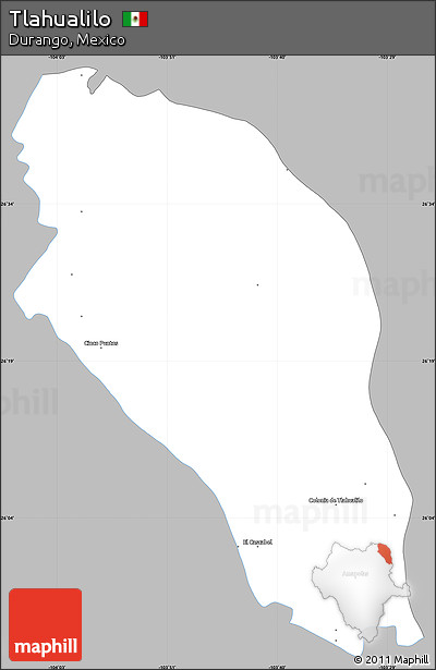 Gray Simple Map of Tlahualilo, single color outside