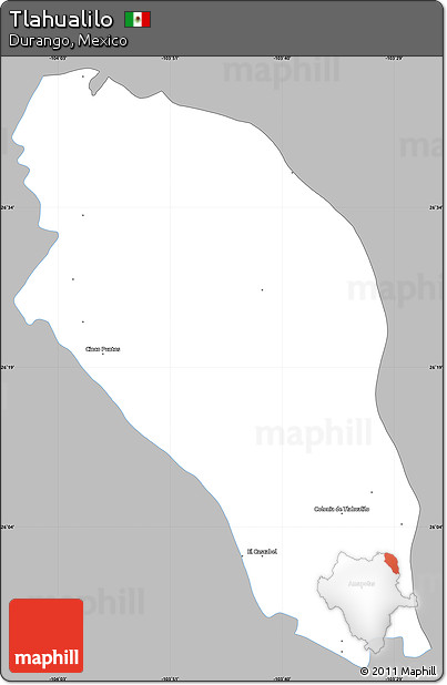 Gray Simple Map of Tlahualilo, single color outside